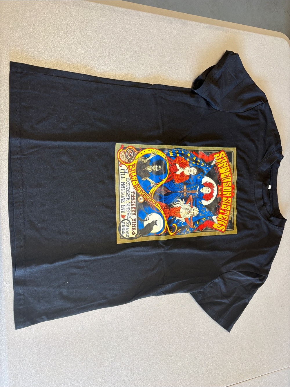 Kids Black Graphic Band Tee with Colorful Poster Print